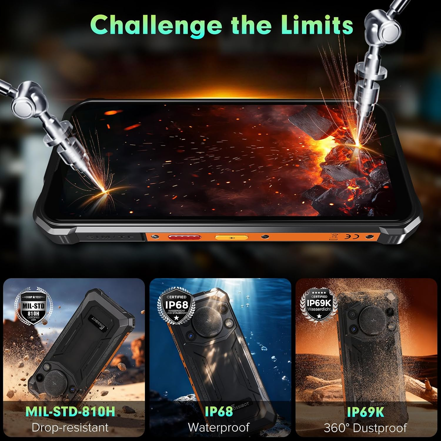 🔥 [Online Exclusive] FOSSIBOT F110L Rugged Smartphone Android 15, 10000mAh Unlocked Cell Phone, 12GB+128GB, 128dB Super Loud Speaker, 50MP Camera Waterproof Camping Phone with Light 🔋
