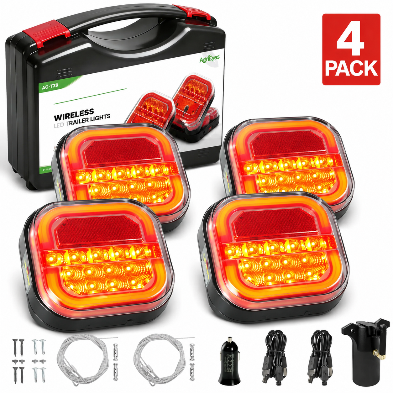🚛[Best Deal] Ehaho Wireless LED Trailer Lights with Strong Magnet Base, 12-Hour Battery Life Towing Light Kit, Heavy Duty Brake & Turn Signals for RV Marine Boat ✨