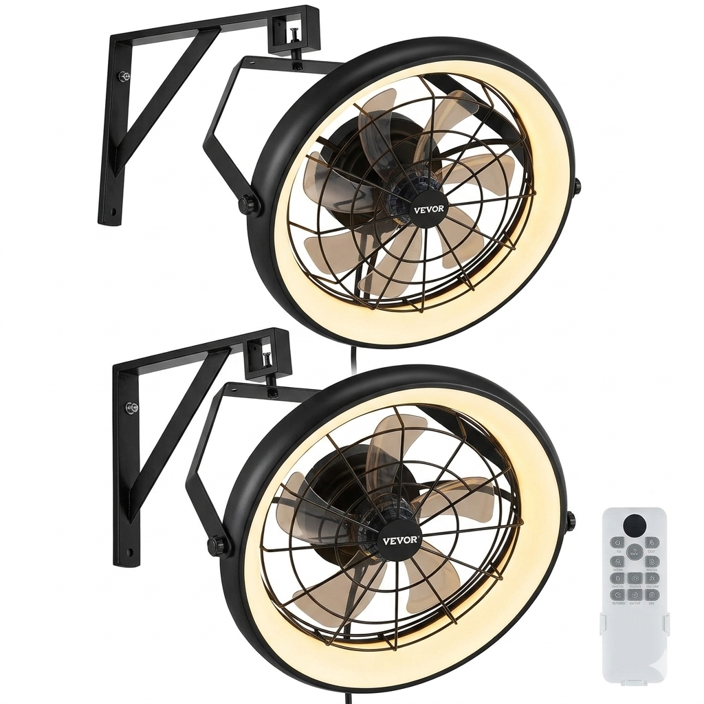 🔥Summer Sale🔥VEVOR 22 Inch Wall Mounted Fan with Lights