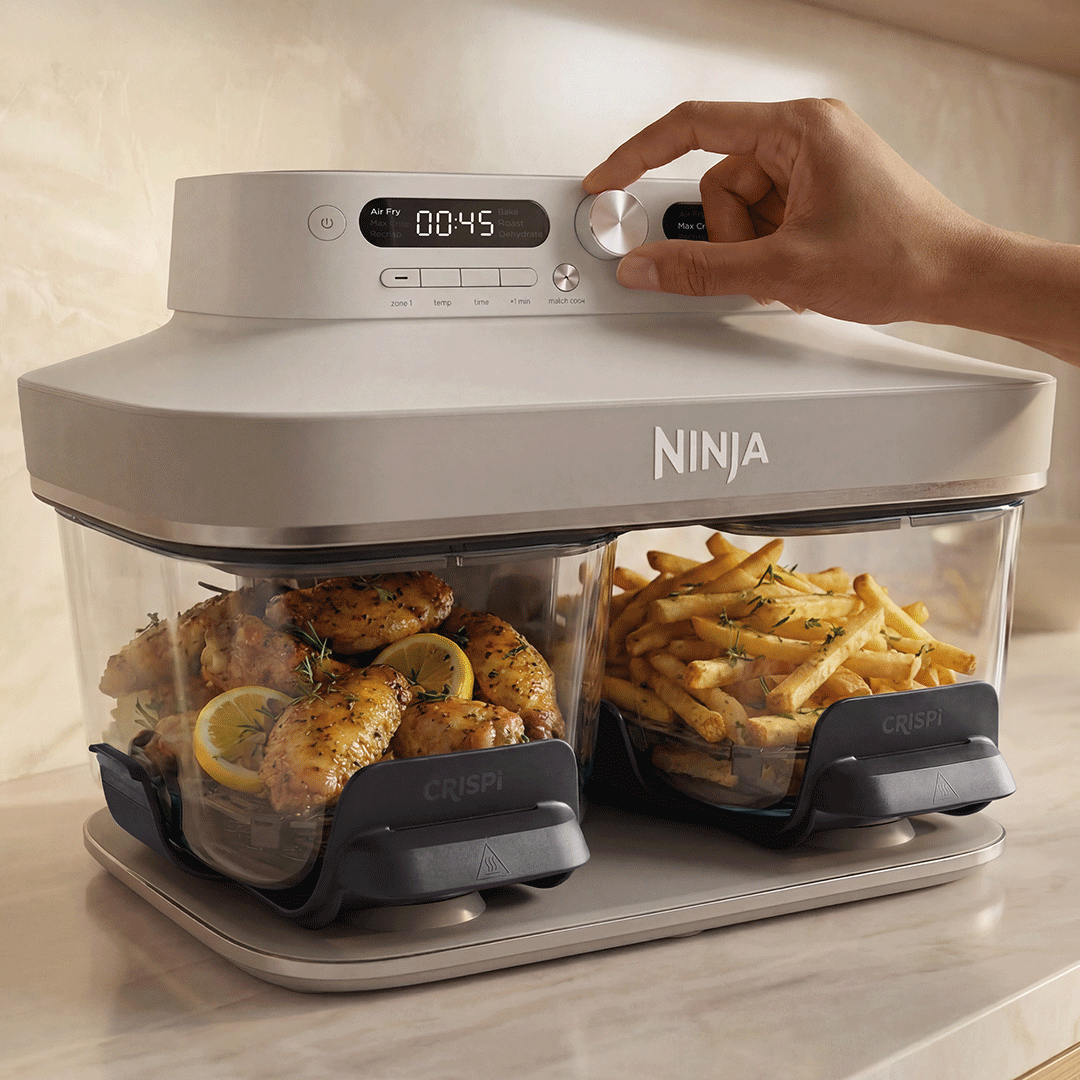 Ninja Crispi® DualZone™ Glass Countertop Air Fryer in CyberSpace