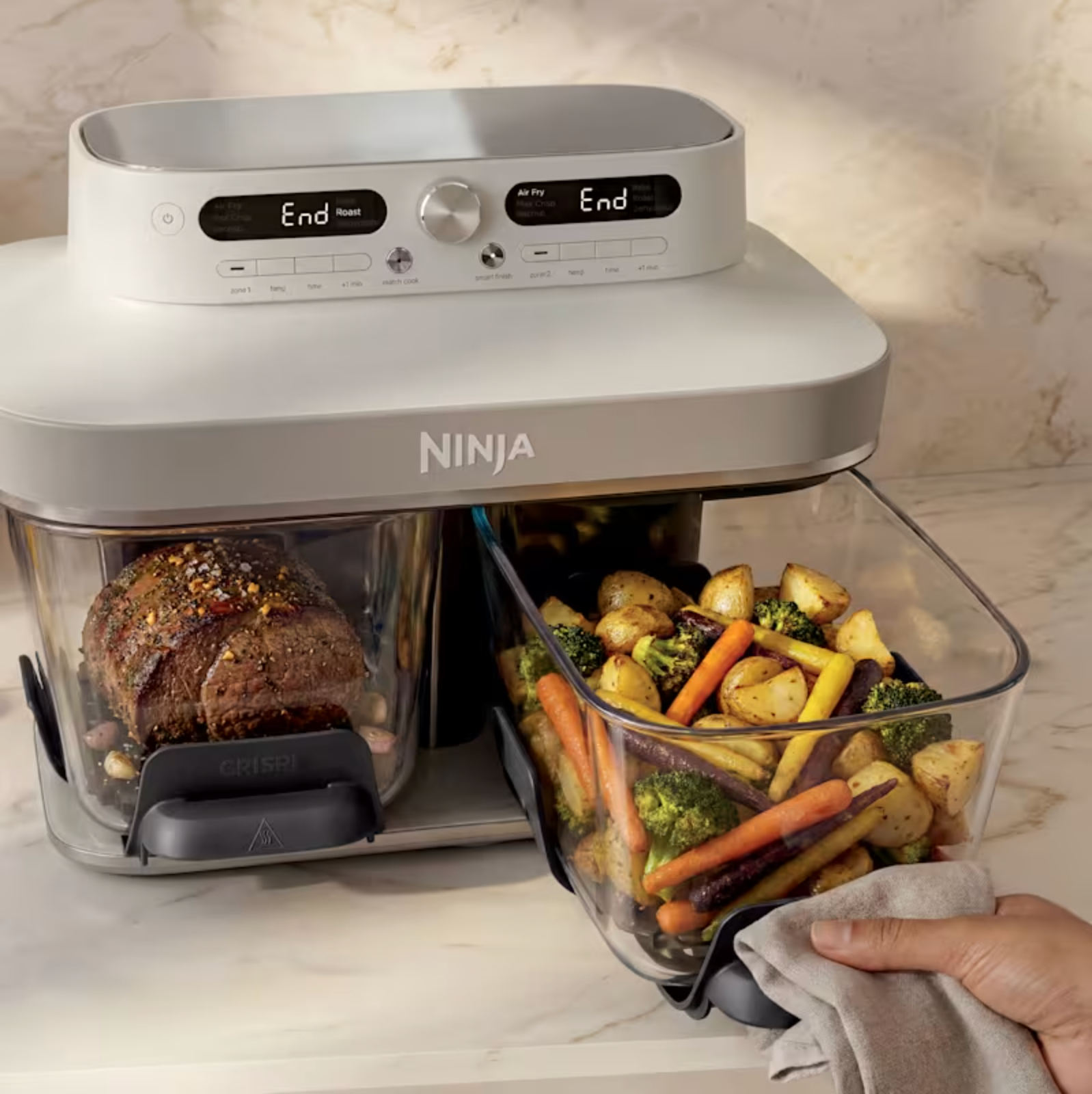 Ninja Crispi® DualZone™ Glass Countertop Air Fryer in CyberSpace