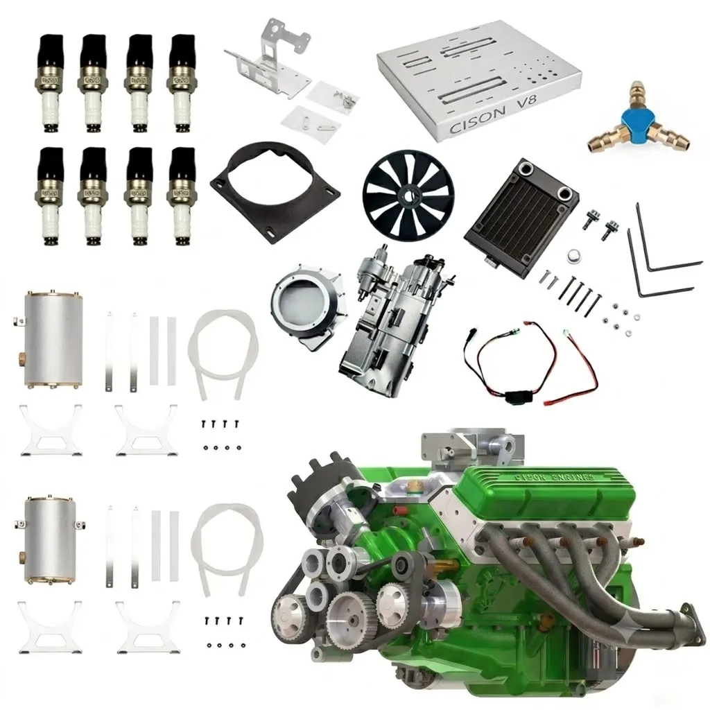 CISON Gasoline OHV V8 Small-block Engine Model Kits 4-Stroke 44cc Water-Cooled 1/6