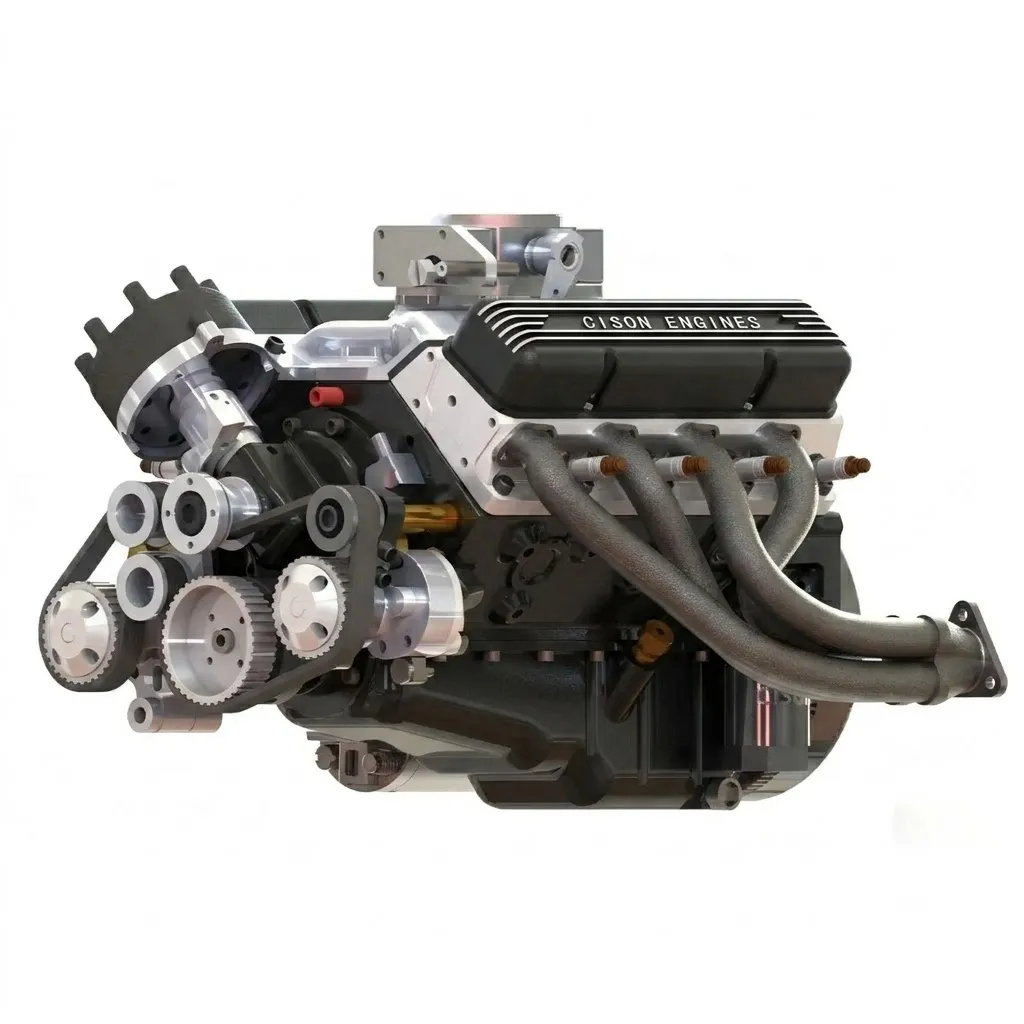 CISON Gasoline OHV V8 Small-block Engine Model Kits 4-Stroke 44cc Water-Cooled 1/6