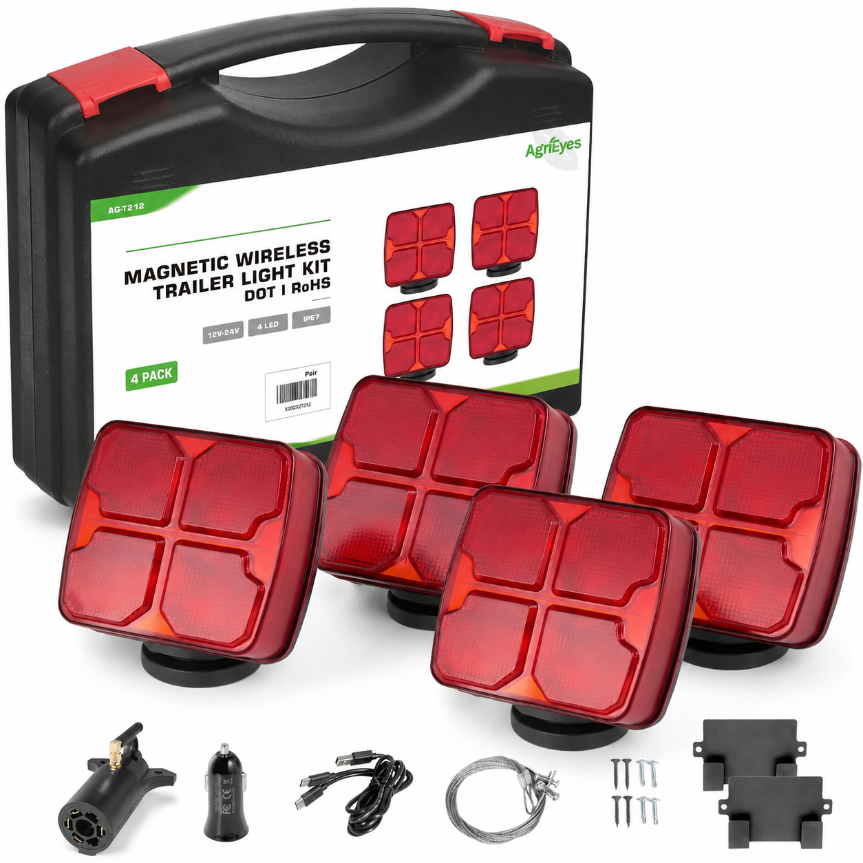 🚛[Best Deal] Ehaho Wireless LED Trailer Lights with Strong Magnet Base, 12-Hour Battery Life Towing Light Kit, Heavy Duty Brake & Turn Signals for RV Marine Boat ✨