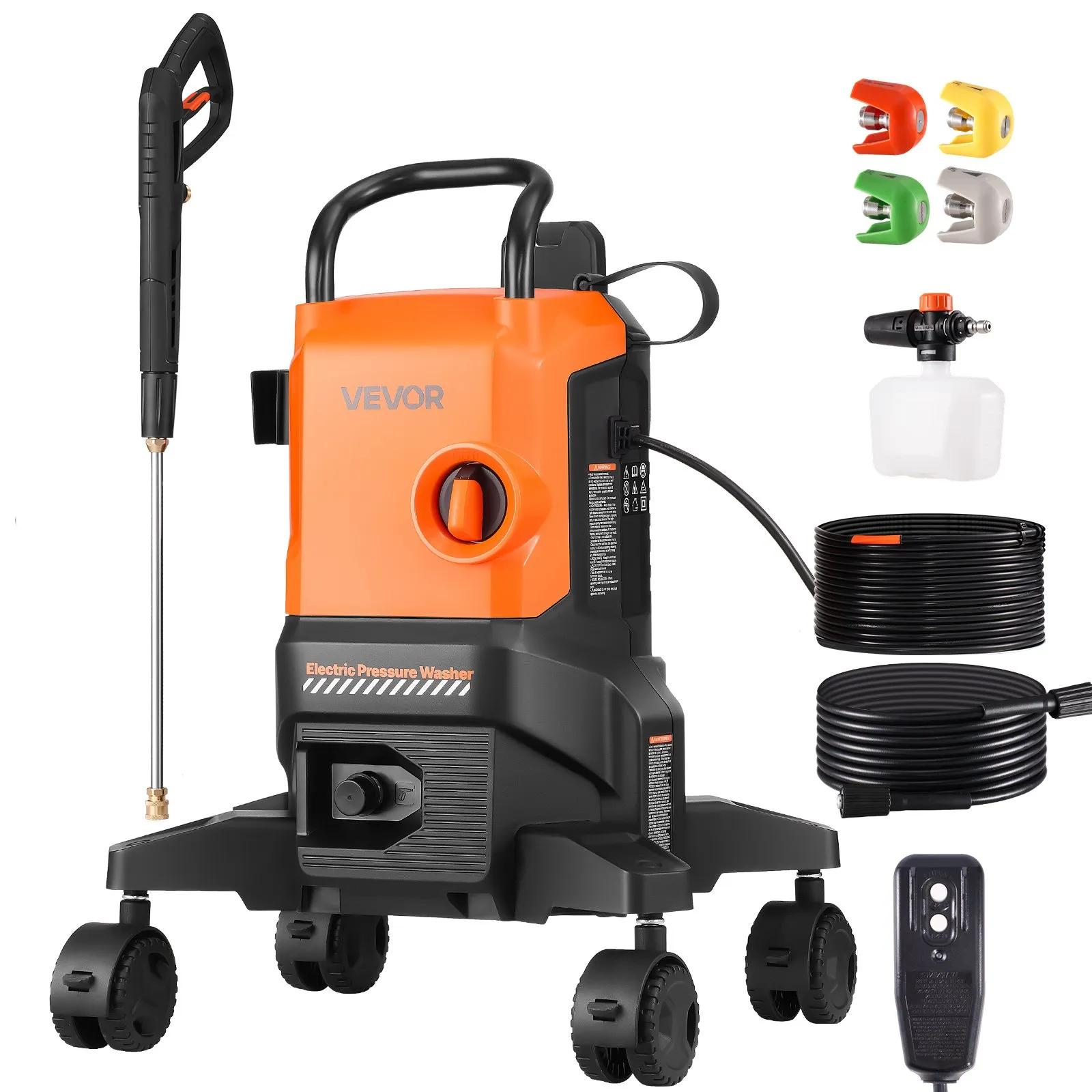 VEVOR Electric Pressure Washer, Max 4500 PSI and 3.2 GPM With Pressure Adjustment, High Power Pressure Cleaning Machine with 4 Quick Connect Nozzles, for Cars/Fences/Driveways/Patios/Home Cleaning