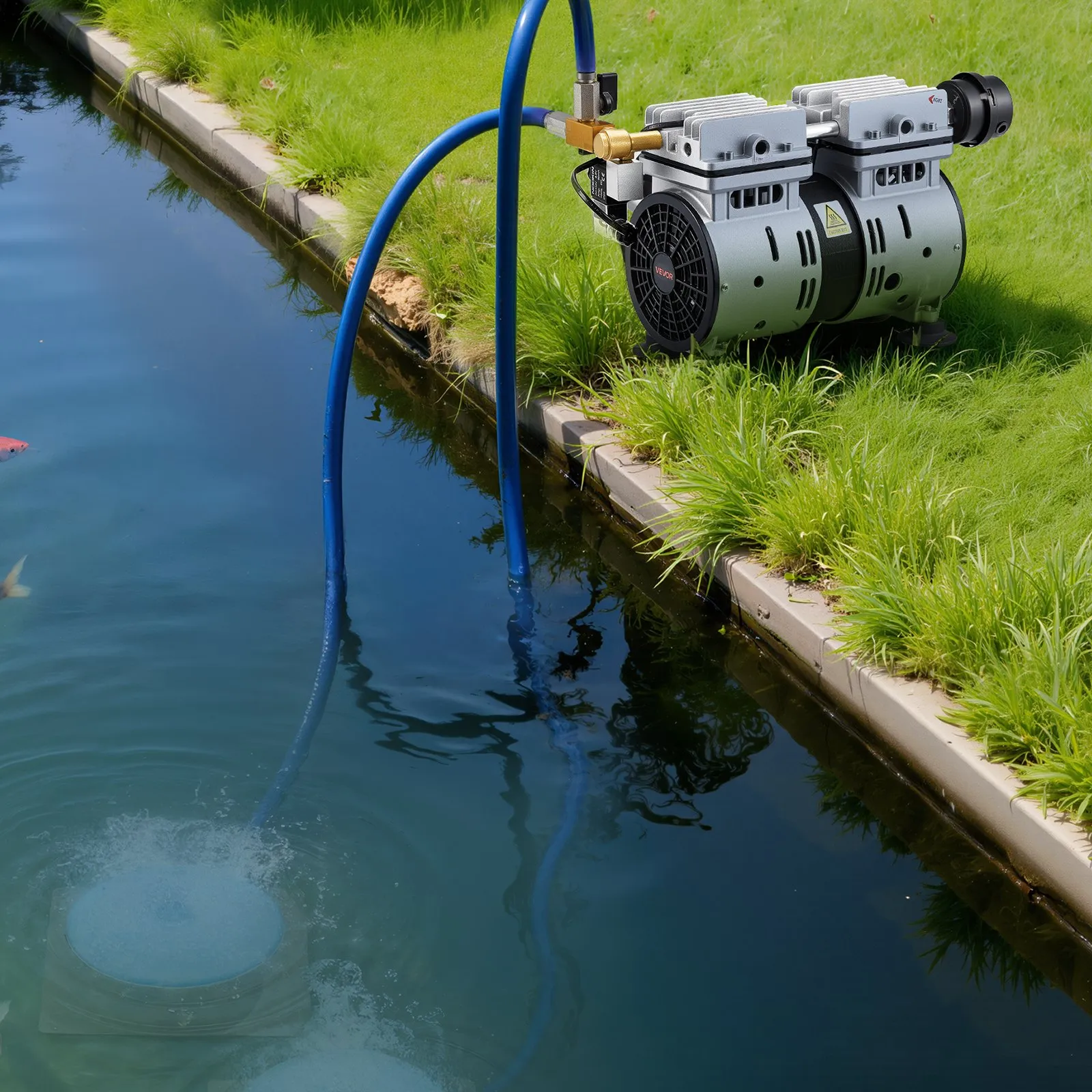 💥 [Limited Time Deal] VEVOR 3/4 HP Pond Aerator Kit, Complete 5.2 CFM Lake Aeration Pump System up to 3 Acres for Complete Oxygen Circulation