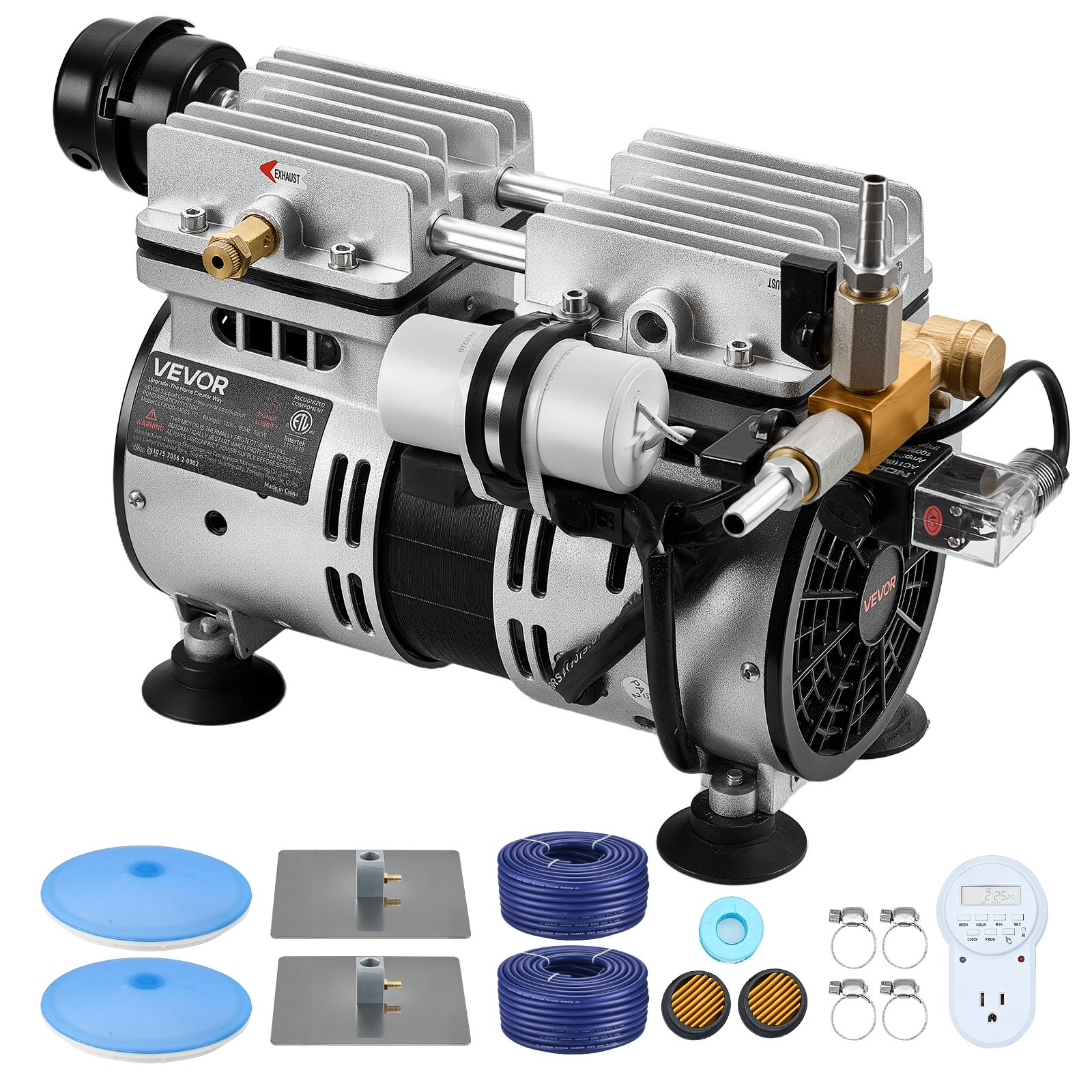 💥 [Limited Time Deal] VEVOR 3/4 HP Pond Aerator Kit, Complete 5.2 CFM Lake Aeration Pump System up to 3 Acres for Complete Oxygen Circulation