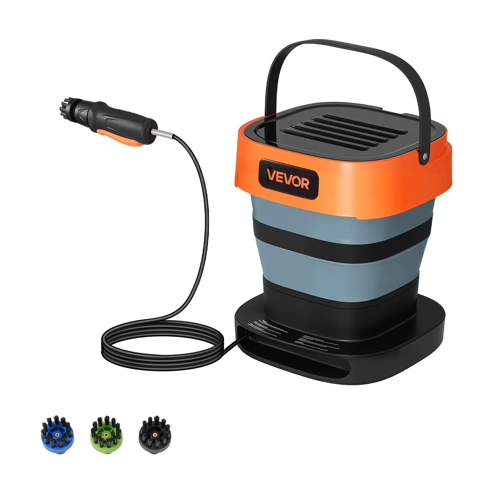 VEVOR Portable Cordless Pressure Washer with 2.64 Gal Tank, Foldable Power Washer 109 Max PSI, 3 Nozzles, Magnetic Sponge Brush & Soft Bristle Brush,78.7 in Hose, for Bike Cleaning, Patio, Camping