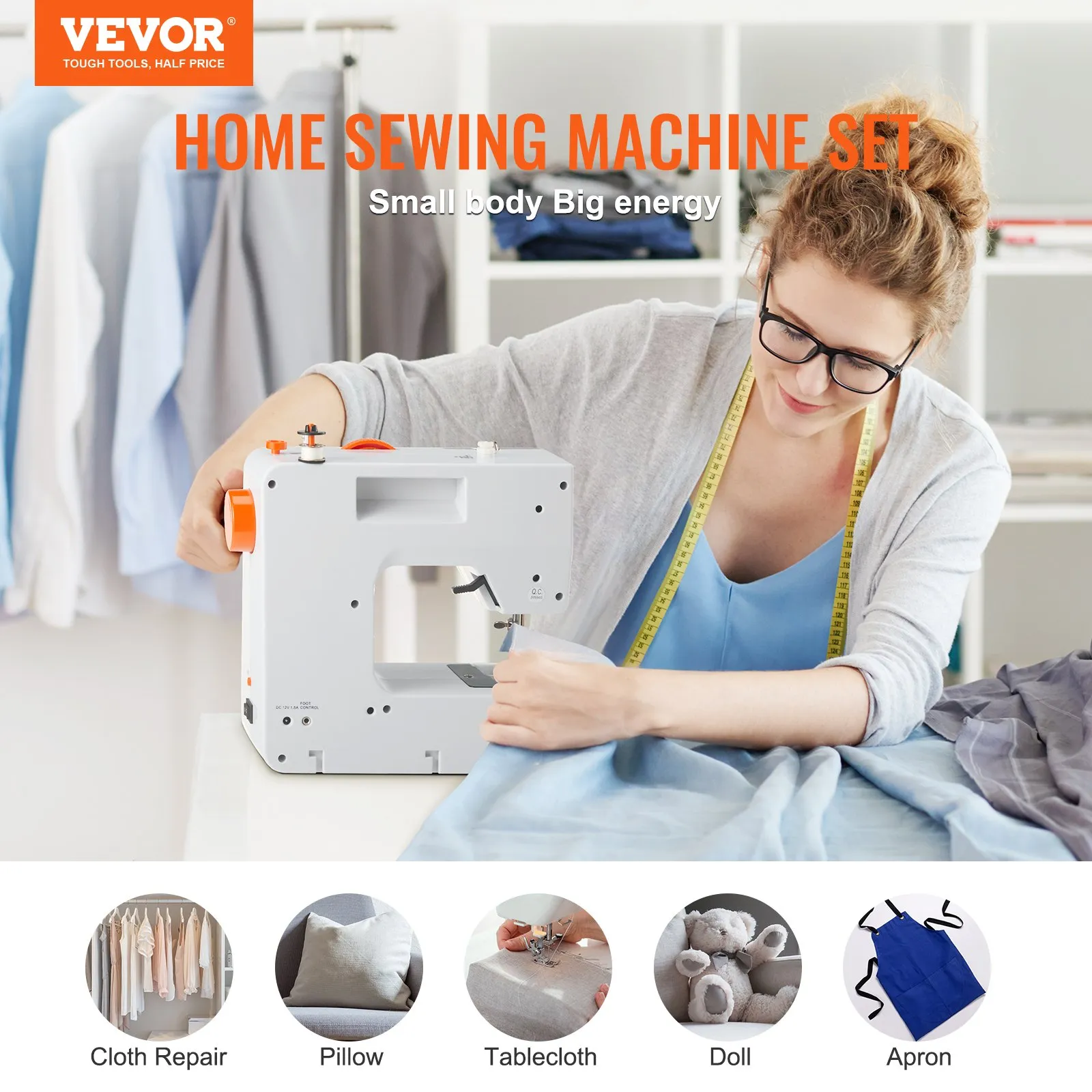 VEVOR Portable Sewing Machine with 38 Built-in Stitches