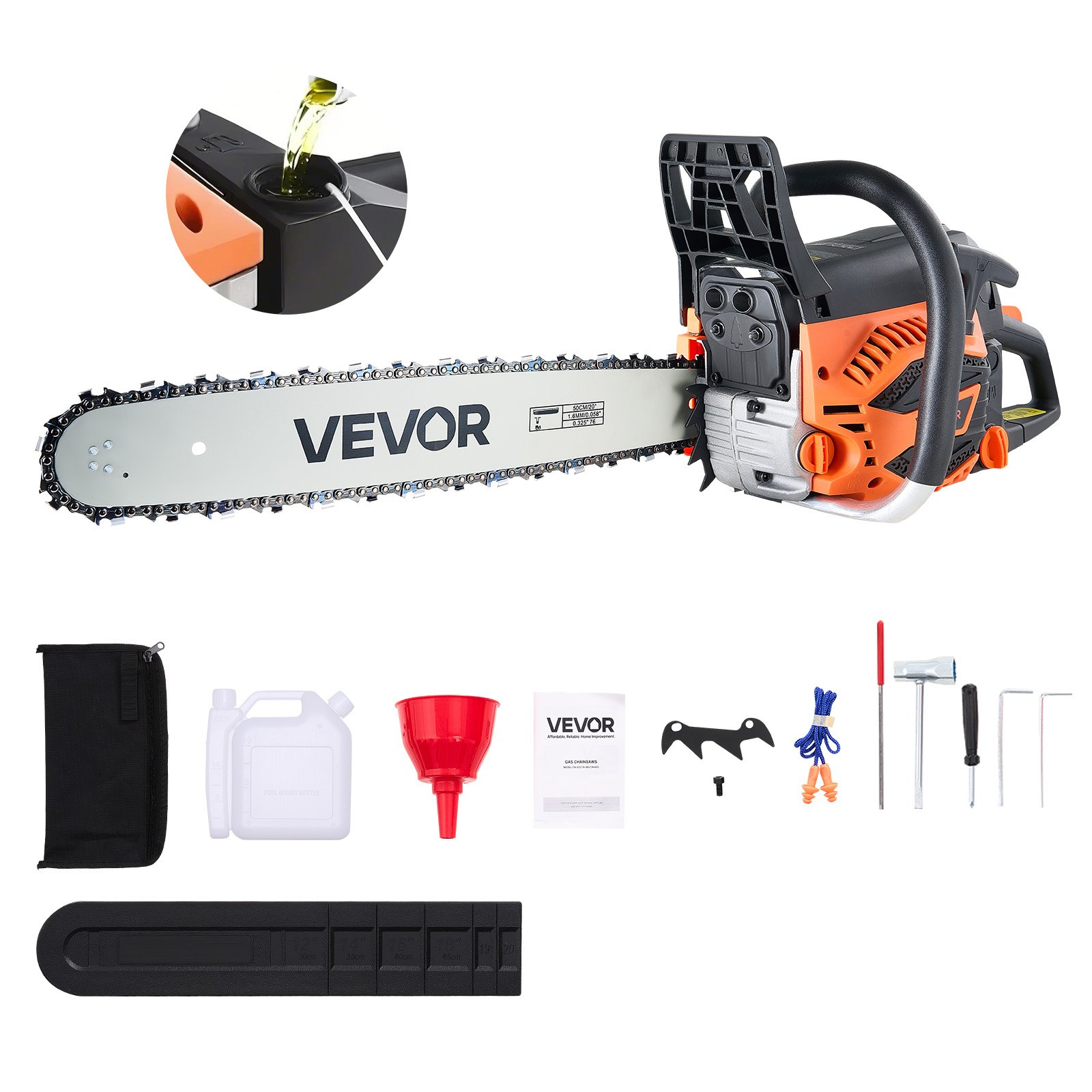 🔥Last Day 49% OFF🔥VEVOR 62 cc Gas Chainsaw, 20 inch Gas Powered Chainsaw, 3.8 HP Power Chain Saw with Non-Slip Handle, Gas-Powered Chainsaws with Dual Fuel Tanks, For Wood Cutting, Tree Trimming, and Land Clearing