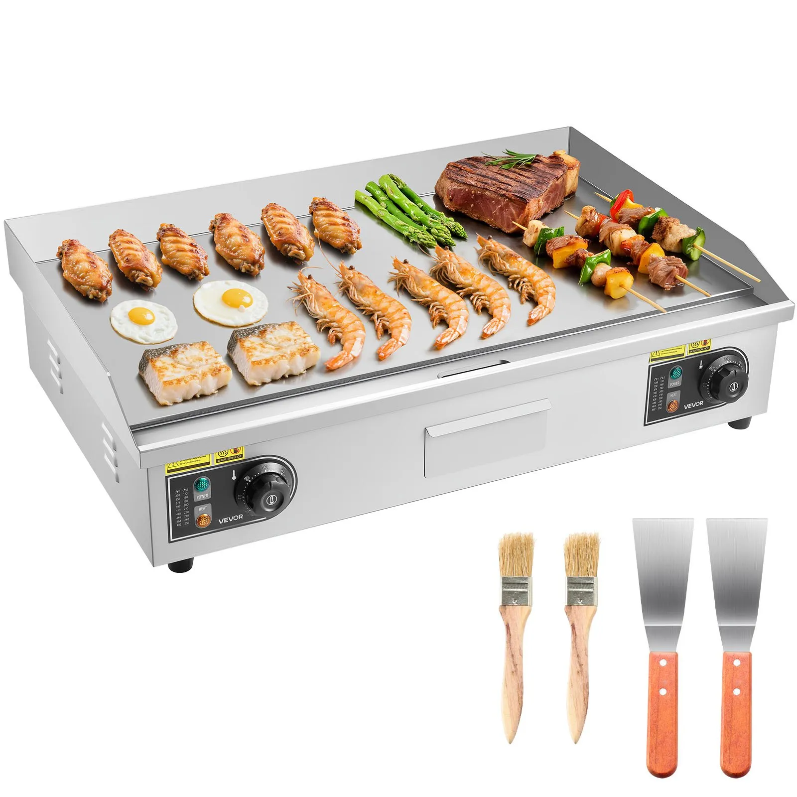 💥Special Offers⚡🔥VEVOR 1750W Commercial Electric Griddle | Adjustable Temp | Stainless Steel Flat Top Grill