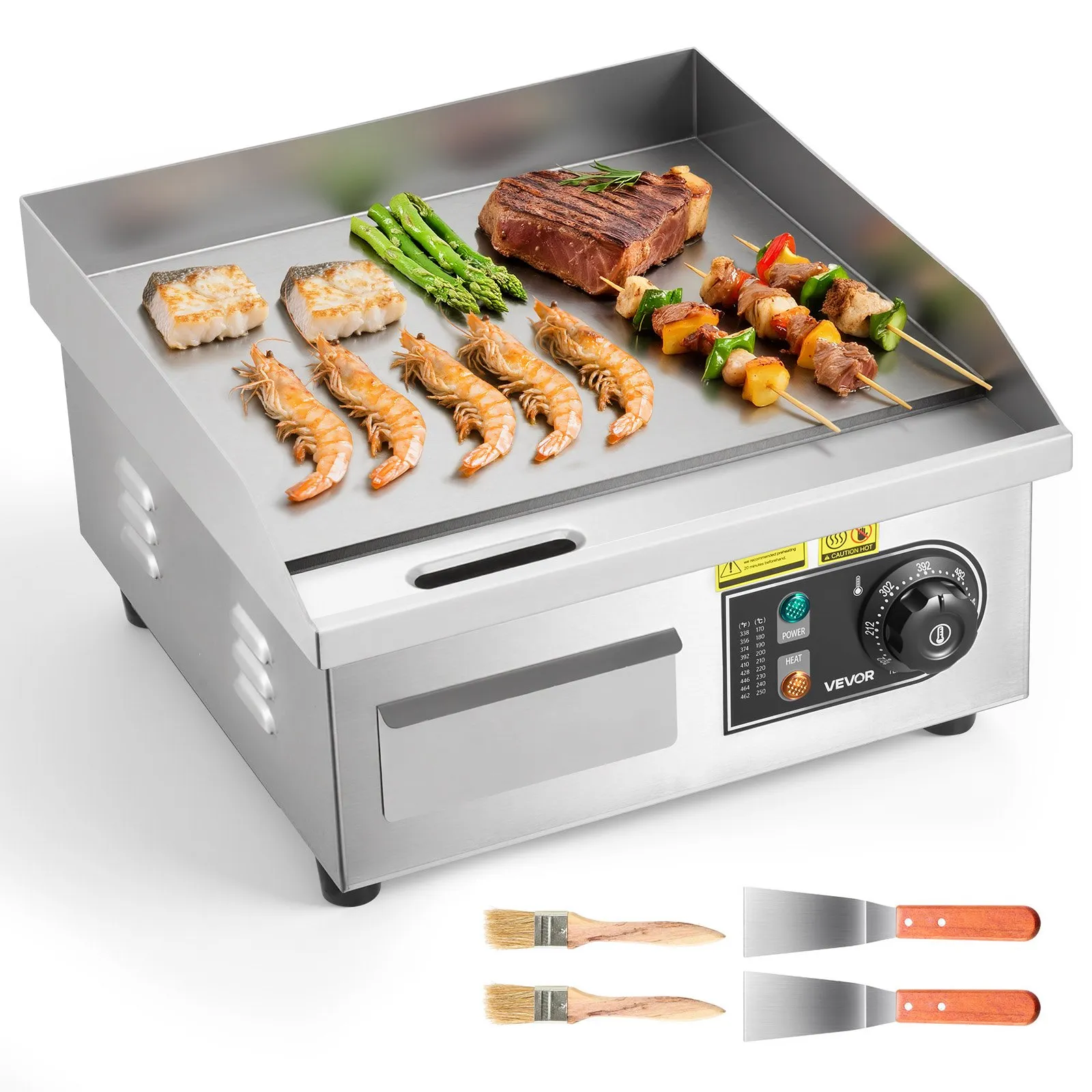💥Special Offers⚡🔥VEVOR 1750W Commercial Electric Griddle | Adjustable Temp | Stainless Steel Flat Top Grill
