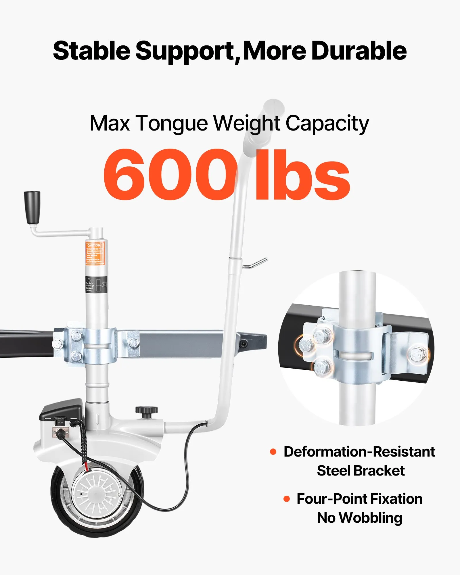 🔥Last Day✨VEVOR Electric Trailer Dolly, 5500 lbs Towing Capacity, 380W 12V Motorized Jockey Wheel with 23 ft/min Moving Speed, 12.2-24.8 in Adjustable Clamp Height & 8 in Rubber Tire, For Moving Caravan Boat