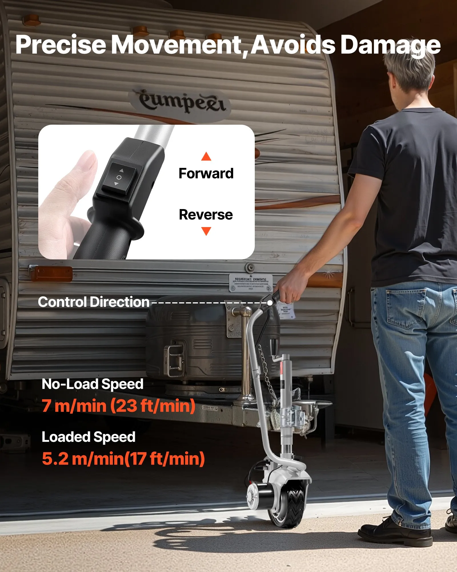 🔥Last Day✨VEVOR Electric Trailer Dolly, 5500 lbs Towing Capacity, 380W 12V Motorized Jockey Wheel with 23 ft/min Moving Speed, 12.2-24.8 in Adjustable Clamp Height & 8 in Rubber Tire, For Moving Caravan Boat
