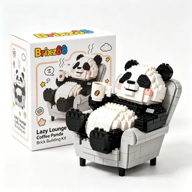 🐼 Lazy Lounge Coffee Panda Brick Building Kit