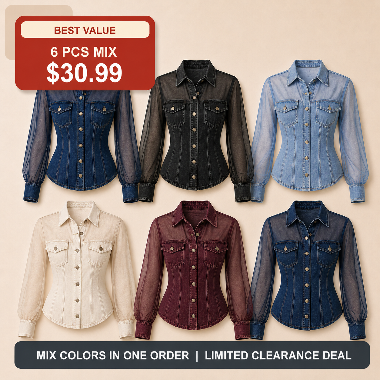 🔥CLEARANCE SALE🔥 Mesh Patchwork Denim Top