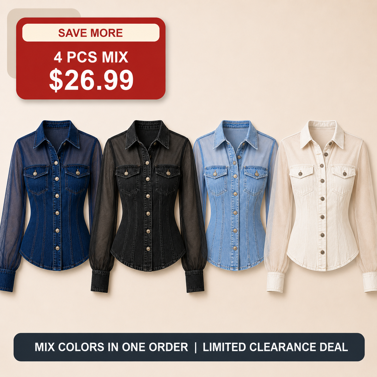 🔥CLEARANCE SALE🔥 Mesh Patchwork Denim Top