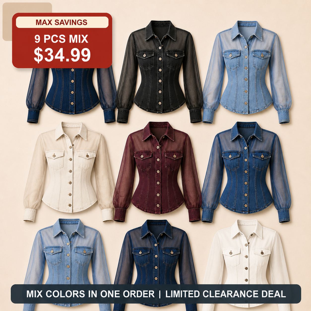 🔥CLEARANCE SALE🔥 Mesh Patchwork Denim Top