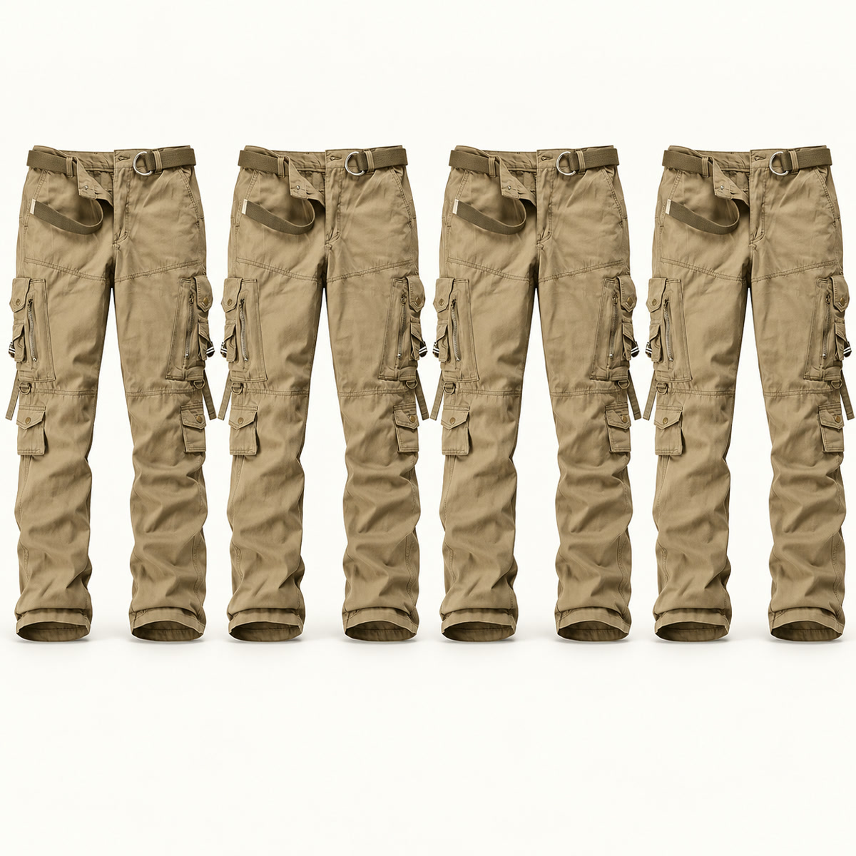 Men's Multi-Pocket Cargo Pants Multipack - 4-Piece khaki Pack