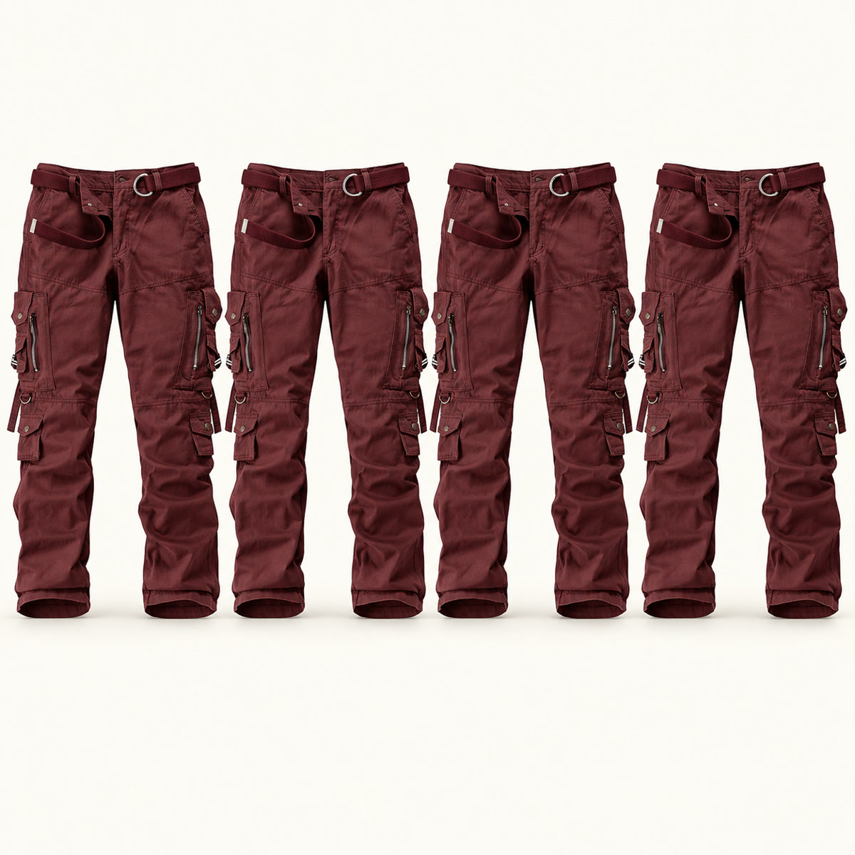 Men's Multi-Pocket Cargo Pants Multipack - 4-Piece burgundy Pack