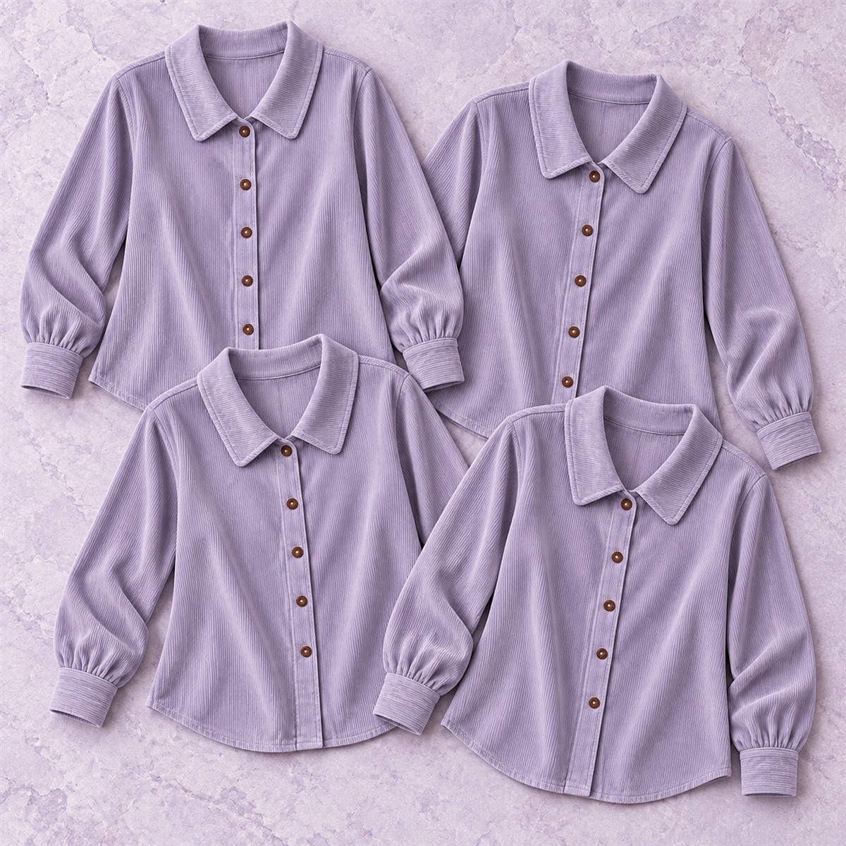 Women's Blue Ribbed Button-Front Blouse Multipack - 4-Piece Lavender Pack