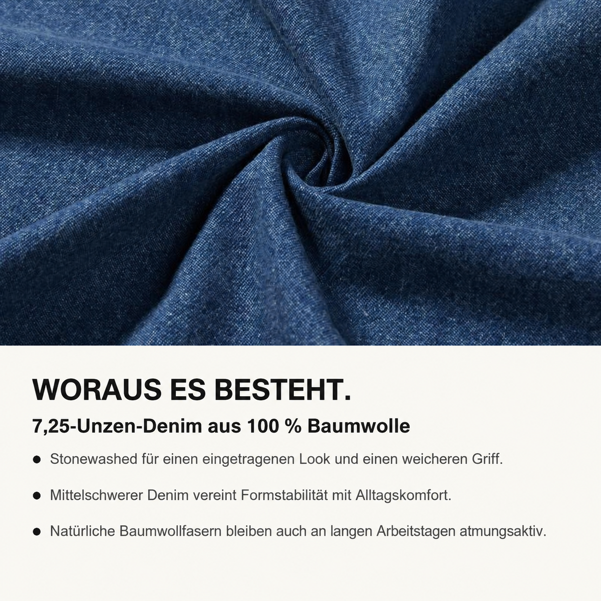 Herren-Arbeitshemd aus stonewashed Denim mit langen Ärmeln - 02