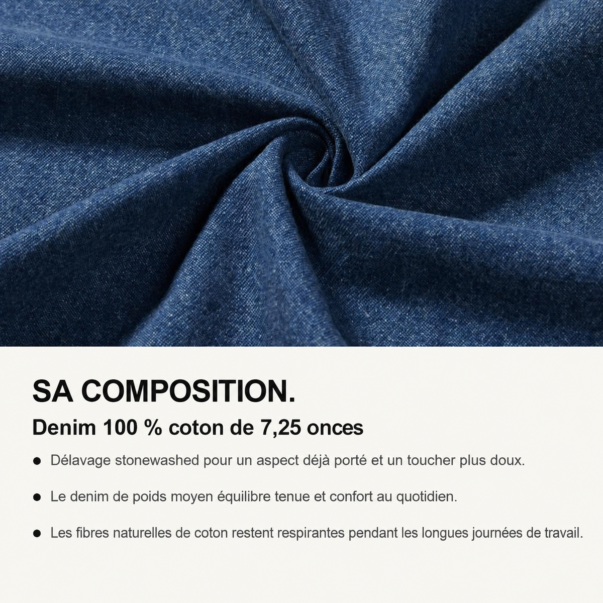 Chemise de travail homme en denim délavé à manches longues - 02