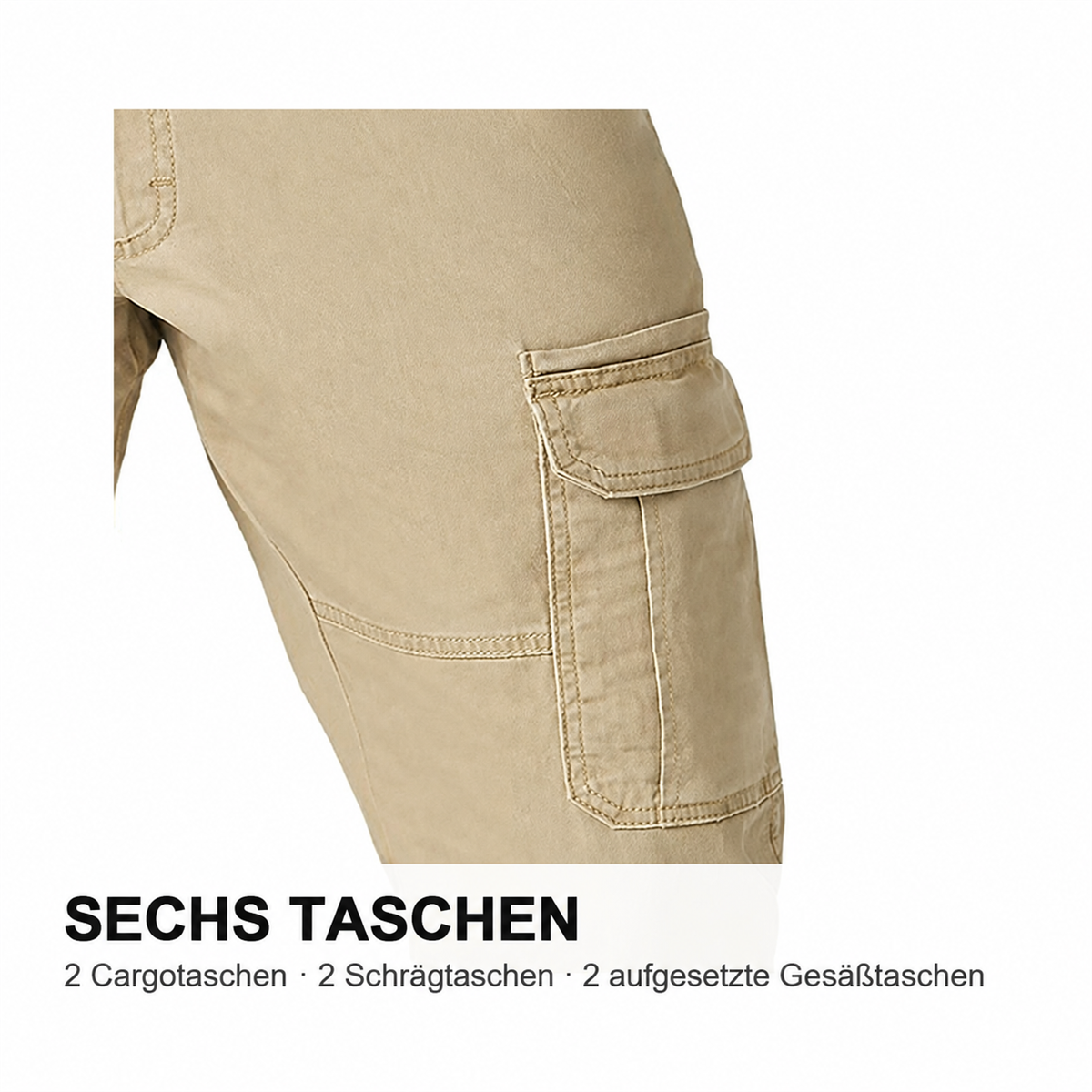 9er-Pack Herren-Stretch-Cargohosen in Relaxed Fit mit 6 Taschen - 02
