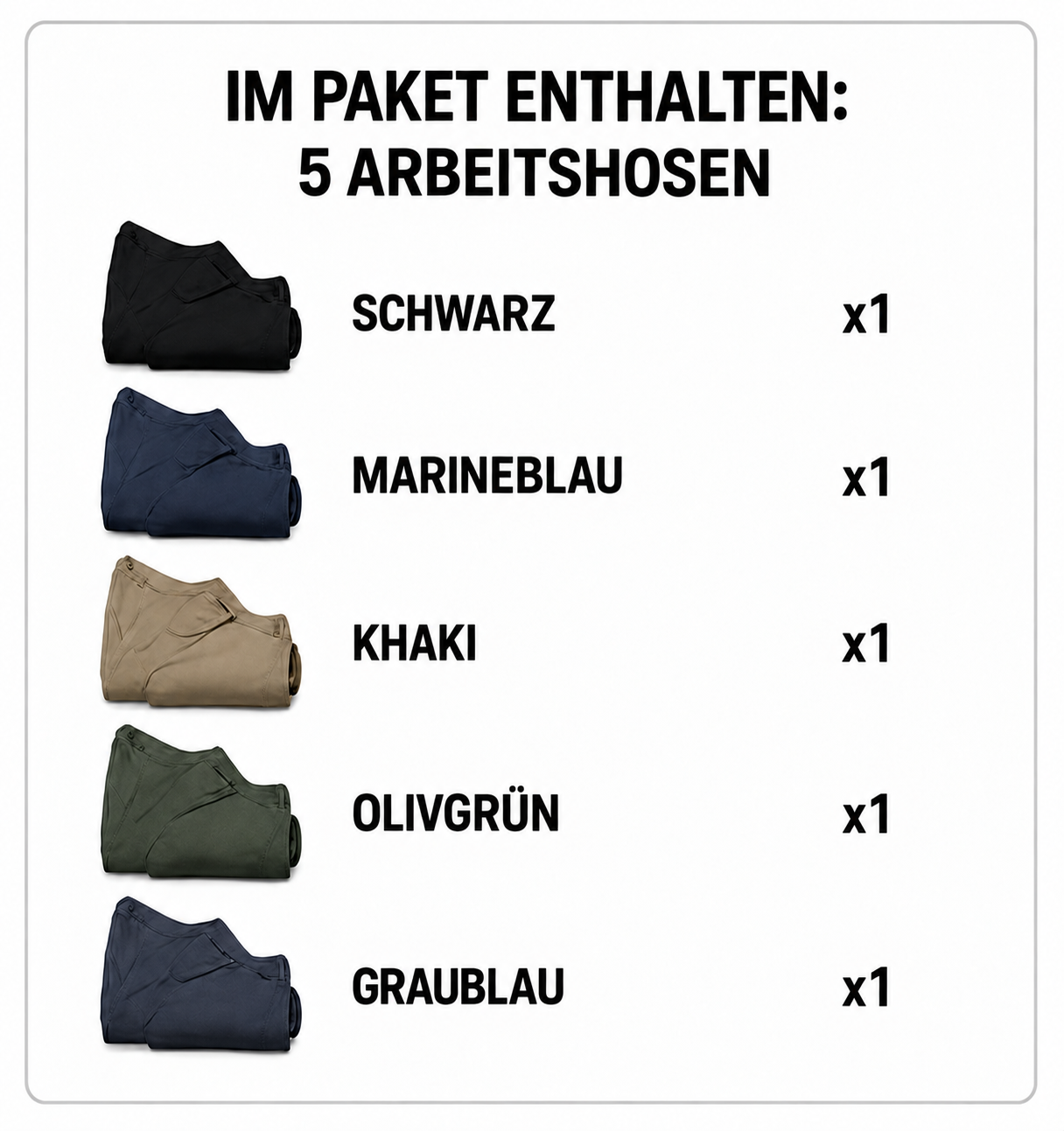 5er-Pack Herren-Arbeitshosen mit mehreren Taschen - 14