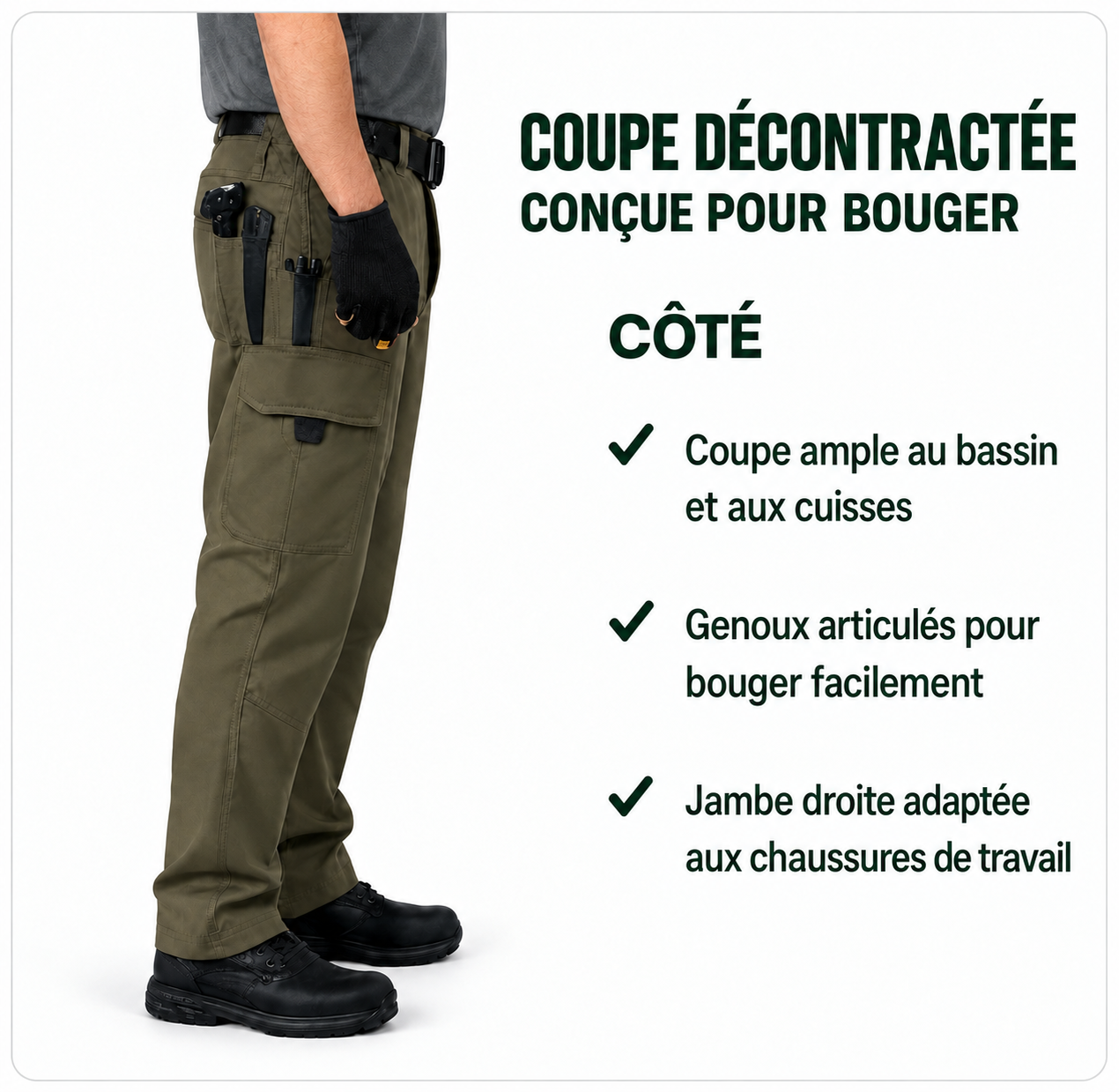 Lot de 5 pantalons de travail homme multipoches - 04
