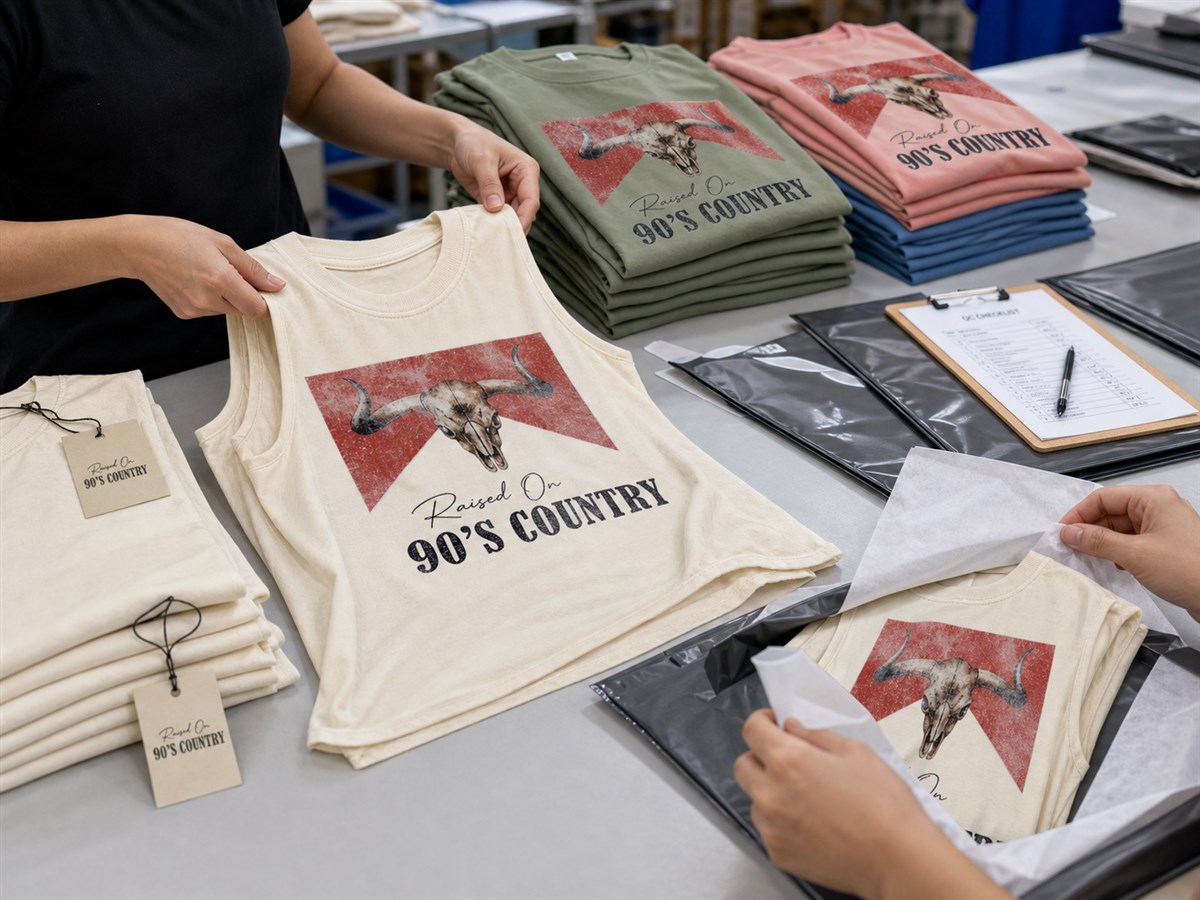 Quality control and packing for country sleeveless tees