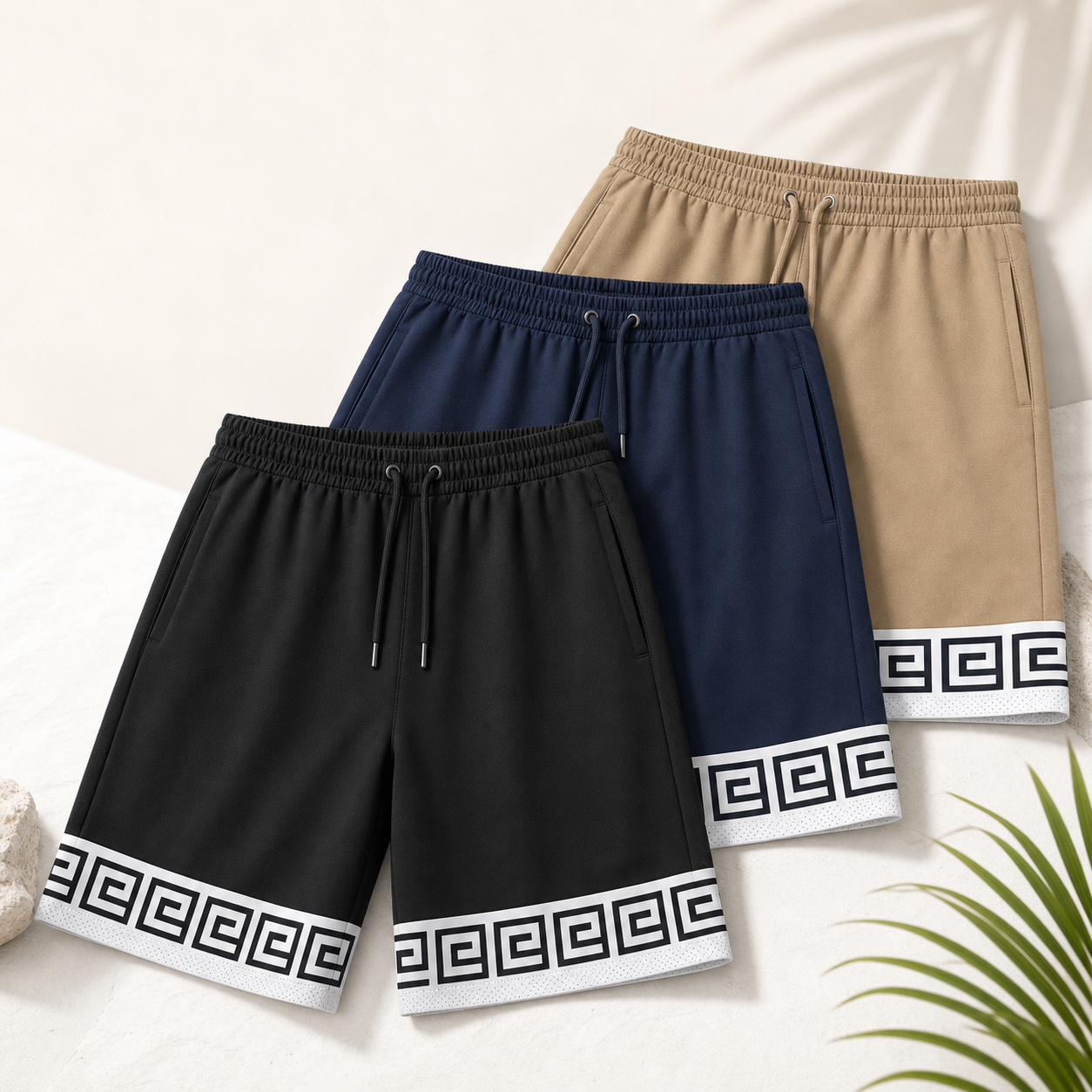 🔥CLEARANCE SALE🔥 Men's Greek Key Hem Athletic Shorts banner