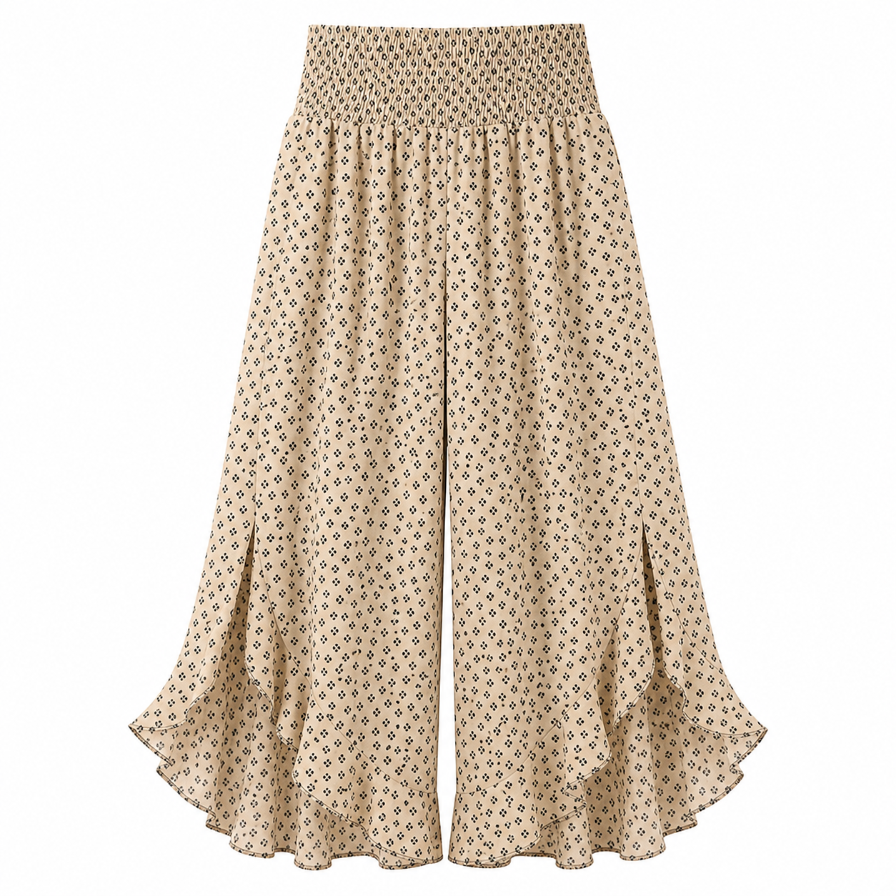 🔥CLEARANCE SALE🔥 Women's Polka Dot Wide-Leg Palazzo Pants - Beige Black Dot