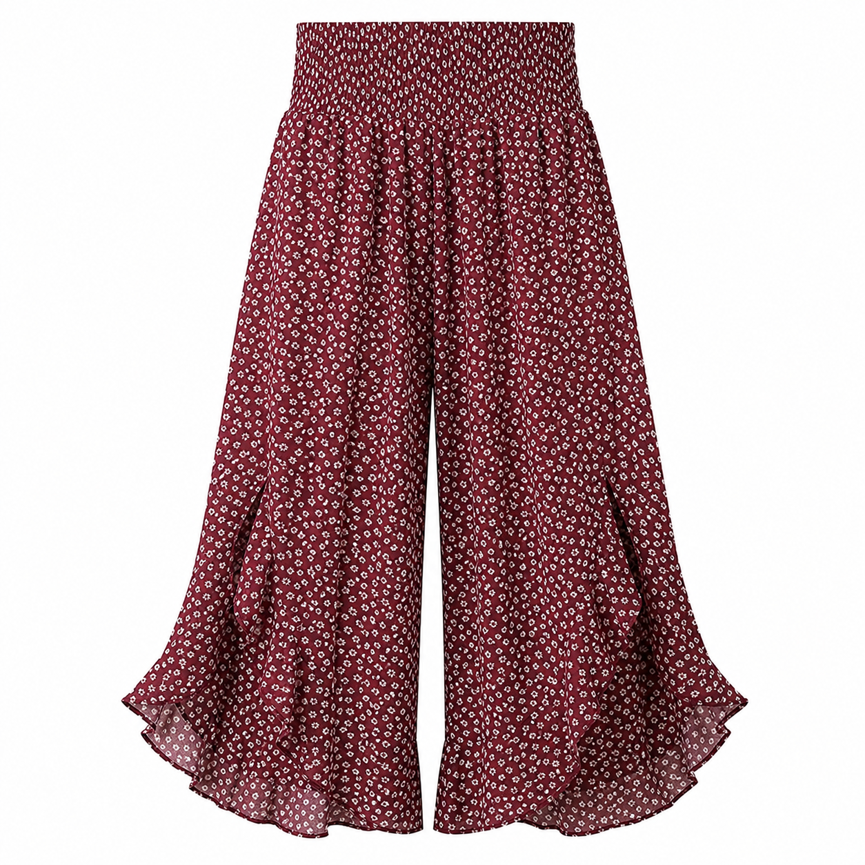 🔥CLEARANCE SALE🔥 Women's Polka Dot Wide-Leg Palazzo Pants - Burgundy White Dot