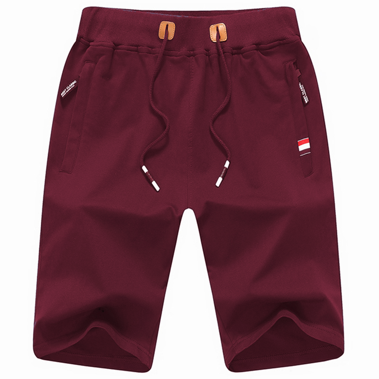 🔥CLEARANCE SALE🔥 Men's Flag Patch Drawstring Shorts - Burgundy