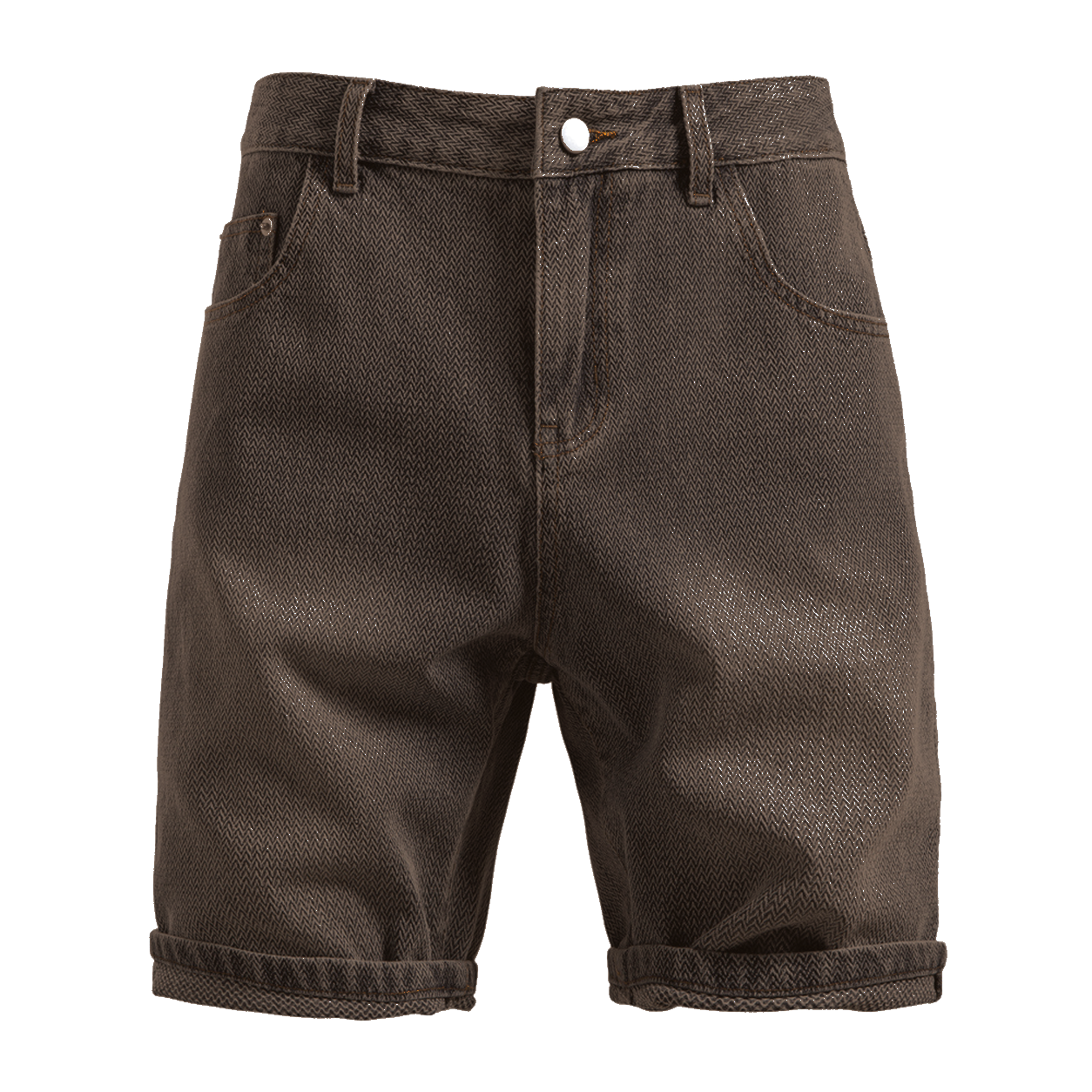 🔥CLEARANCE SALE🔥 Men's Herringbone Denim-Look Casual Shorts - Coffee Brown