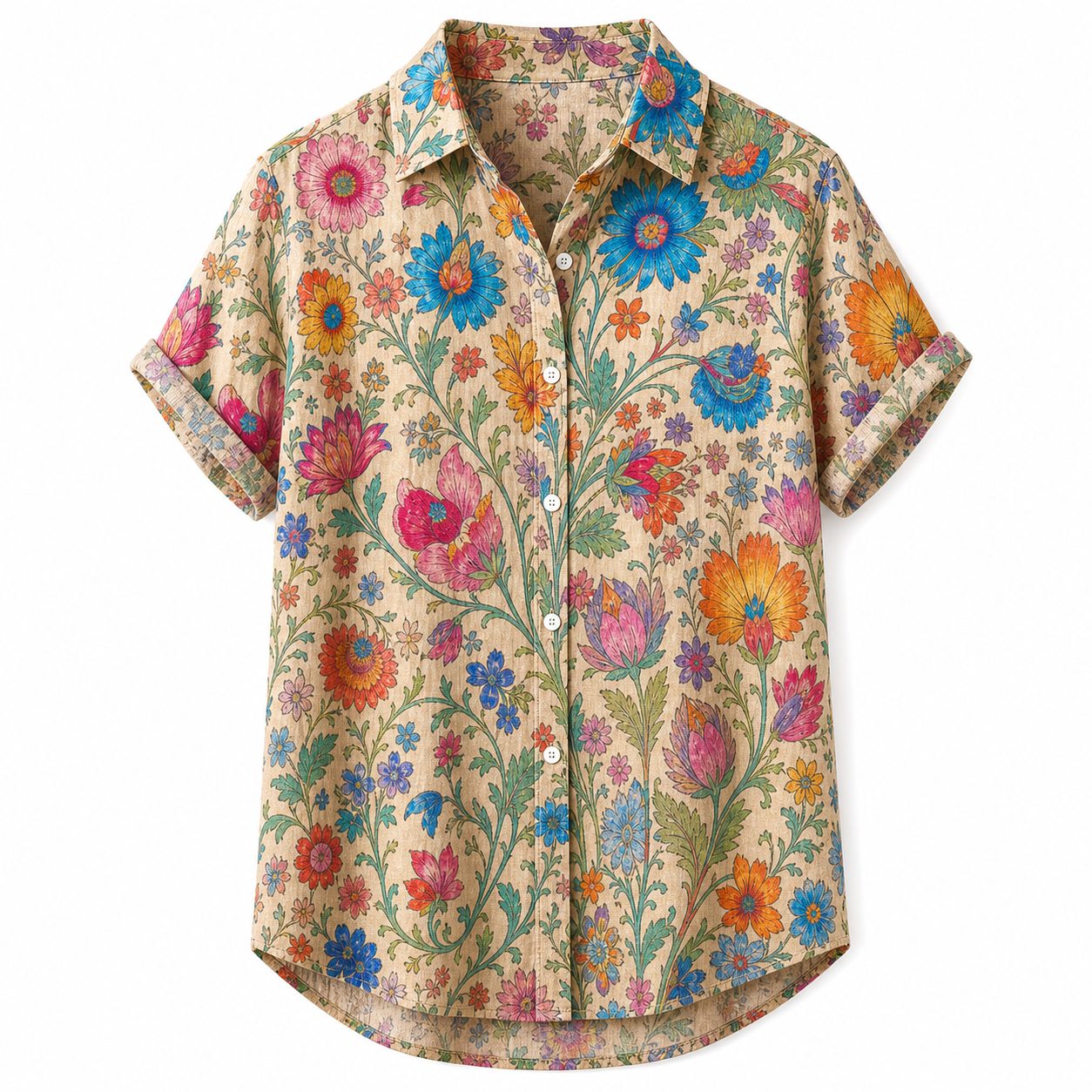 🔥CLEARANCE SALE🔥 Women's Vintage Floral Button-Up Blouse - Cream Botanical