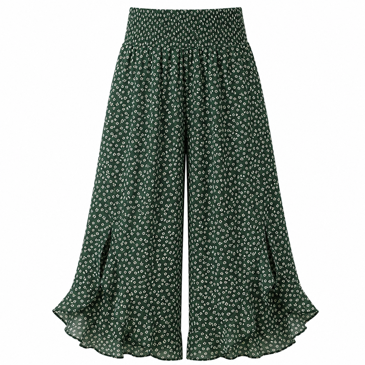 🔥CLEARANCE SALE🔥 Women's Polka Dot Wide-Leg Palazzo Pants - Deep Green White Dot
