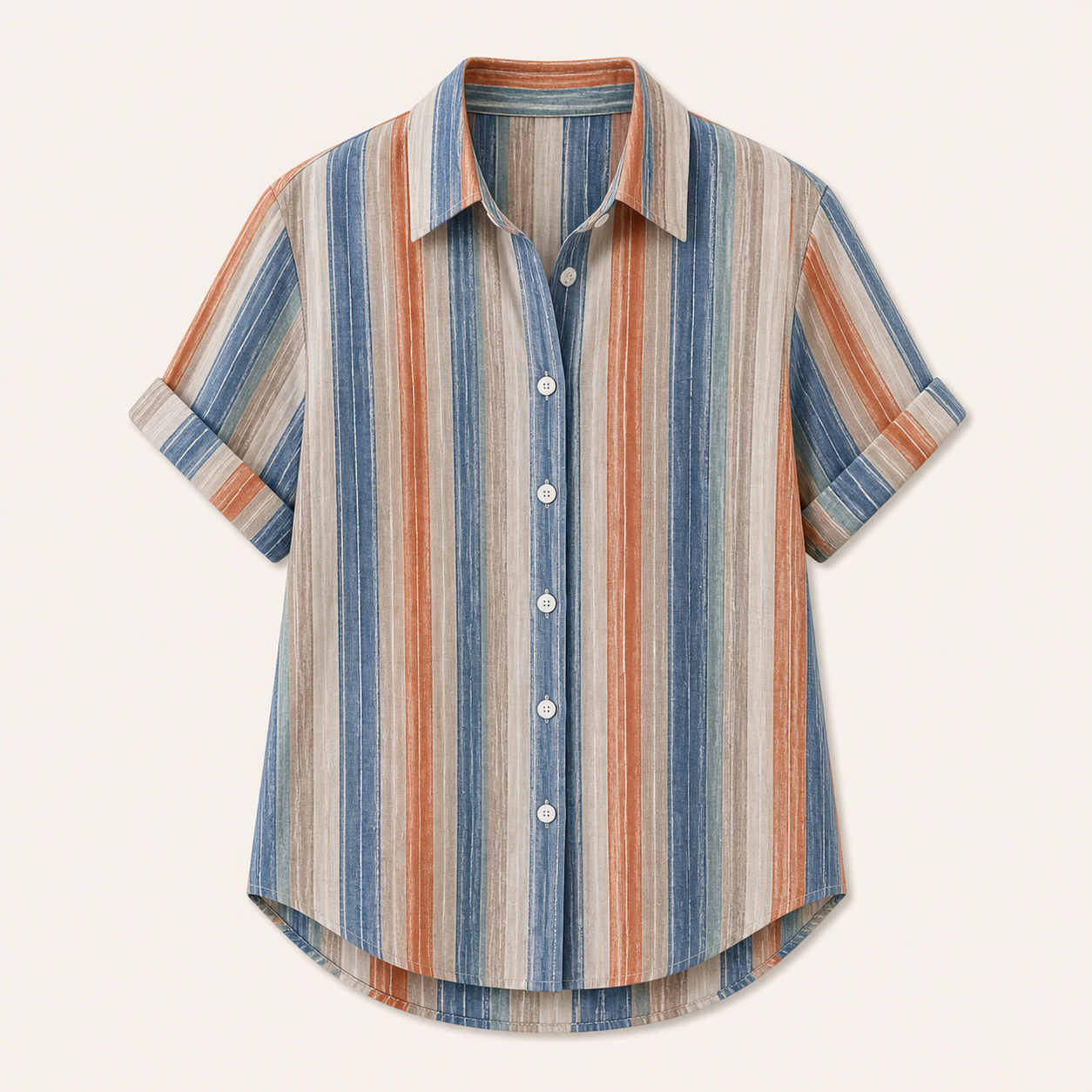 🔥CLEARANCE SALE🔥 Women's Watercolor Stripe Button-Up Blouse - Denim Rust
