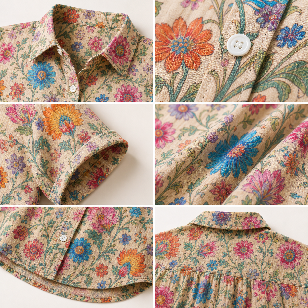 🔥CLEARANCE SALE🔥 Women's Vintage Floral Button-Up Blouse - Details