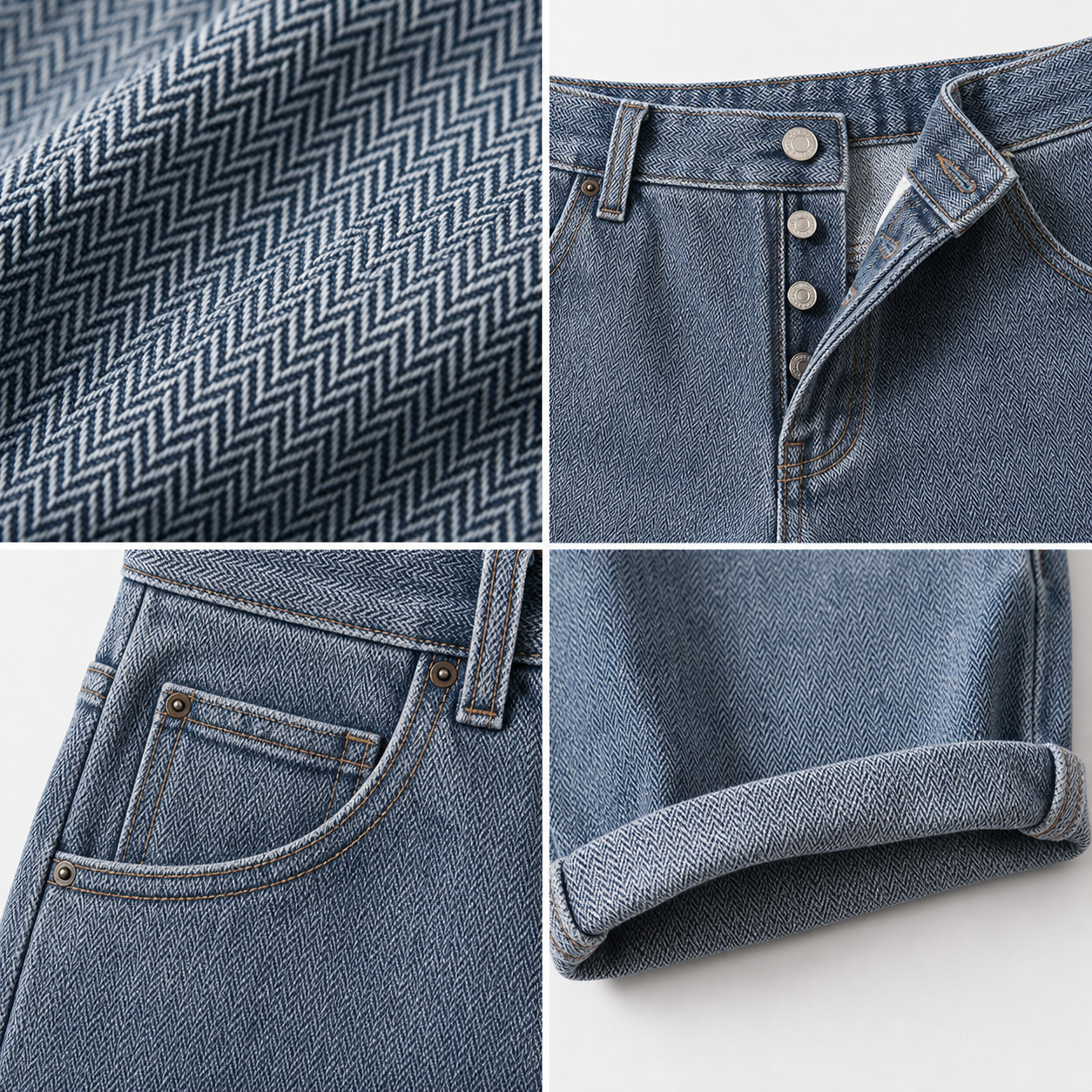 🔥CLEARANCE SALE🔥 Men's Herringbone Denim-Look Casual Shorts - Details
