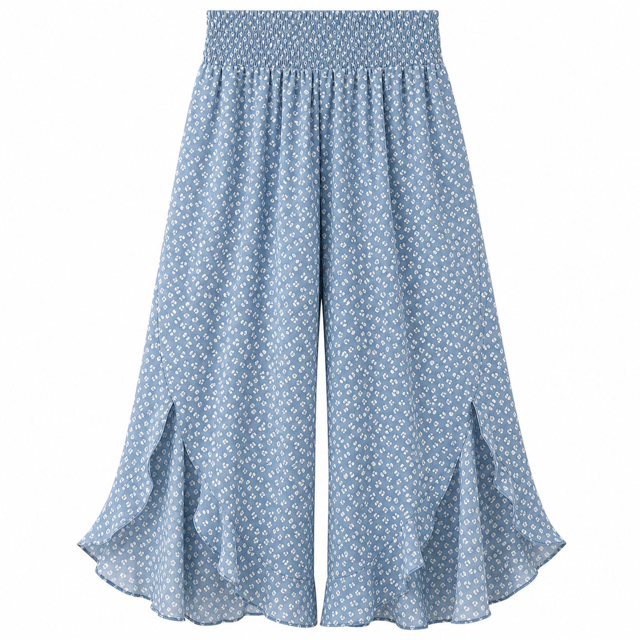 🔥CLEARANCE SALE🔥 Women's Polka Dot Wide-Leg Palazzo Pants - Dusty Blue White Dot