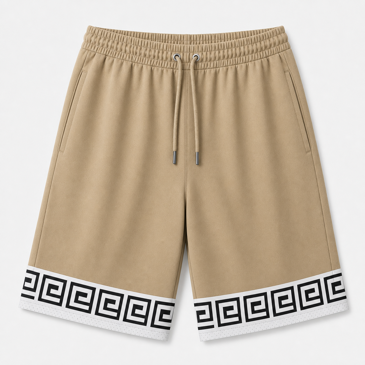 🔥CLEARANCE SALE🔥 Men's Greek Key Hem Athletic Shorts - Khaki