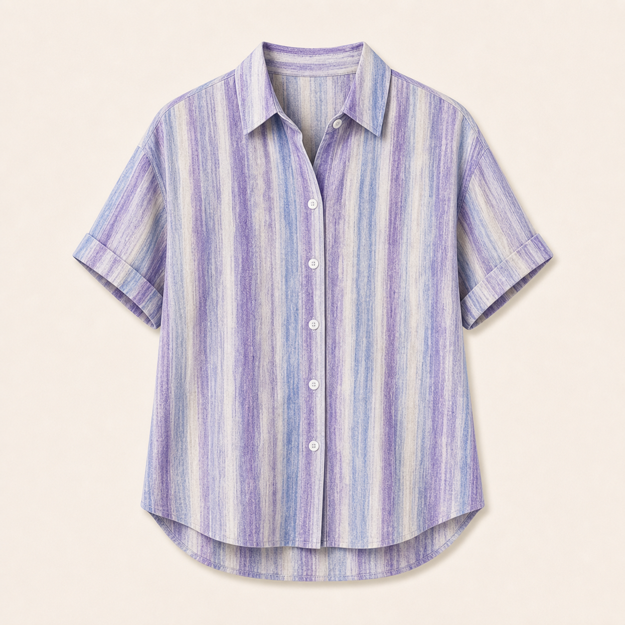 🔥CLEARANCE SALE🔥 Women's Watercolor Stripe Button-Up Blouse - Lavender Blue