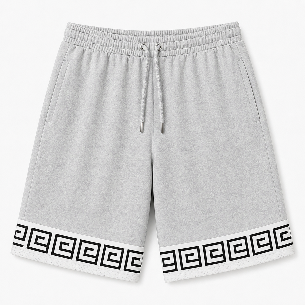 🔥CLEARANCE SALE🔥 Men's Greek Key Hem Athletic Shorts - Light Gray