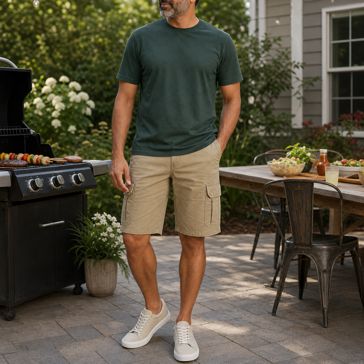 🔥CLEARANCE SALE🔥 Men's Cotton Twill Cargo Shorts - Model South Asian