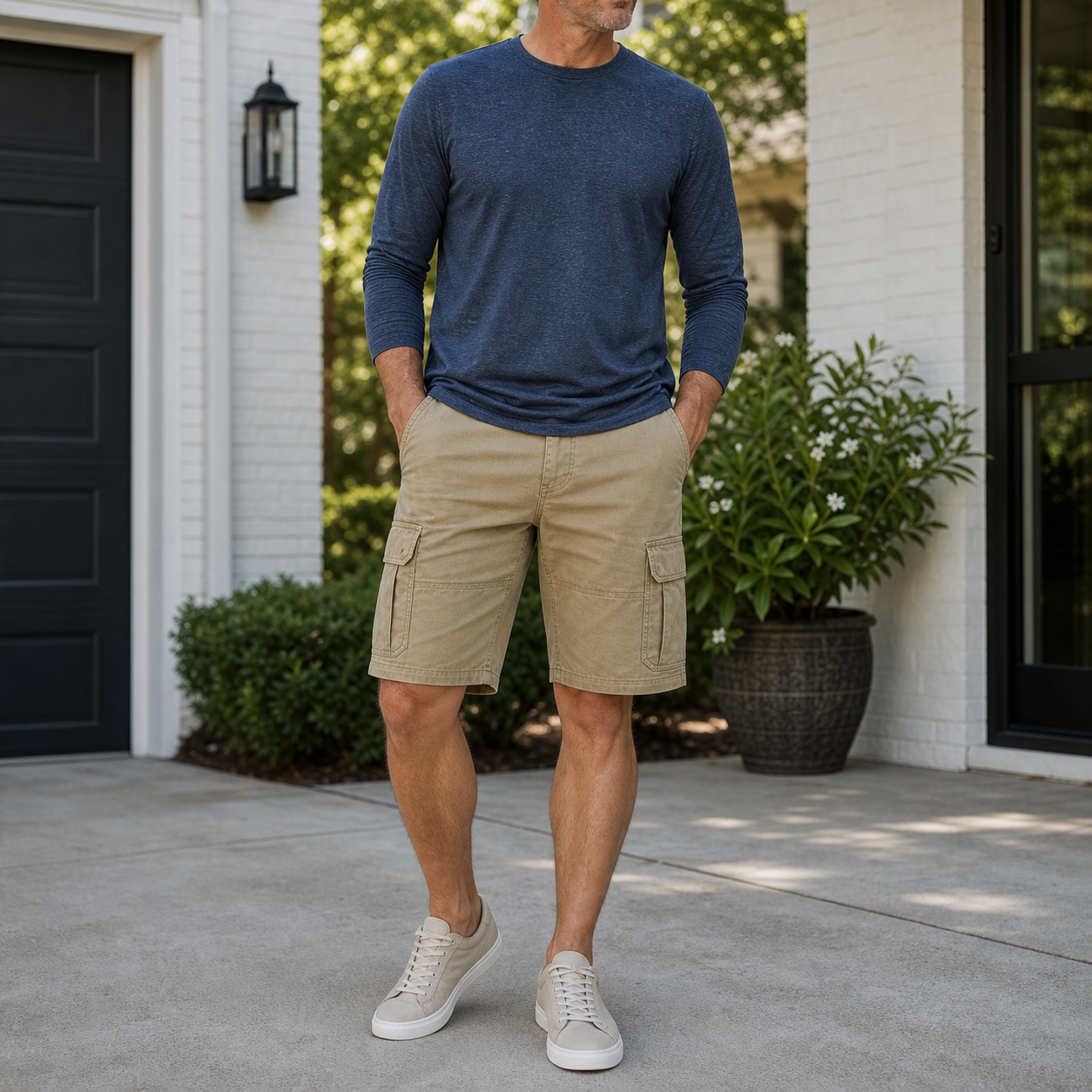 🔥CLEARANCE SALE🔥 Men's Cotton Twill Cargo Shorts - Model White