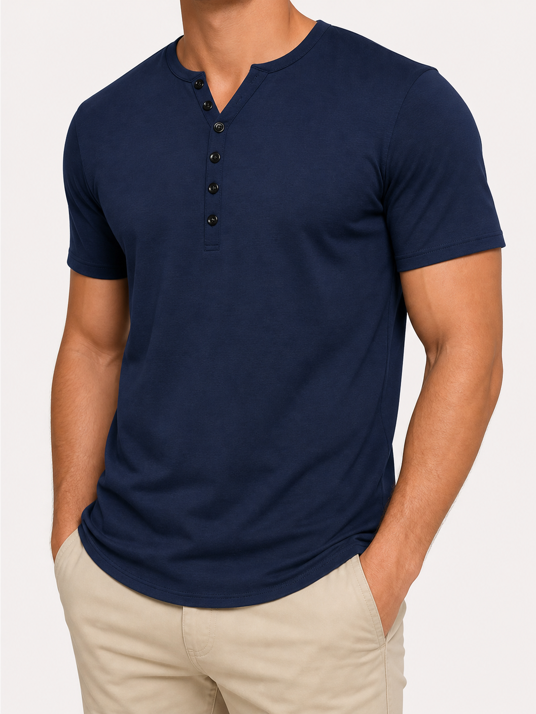 🔥CLEARANCE SALE🔥 Men's Short Sleeve Henley T-Shirt - Navy