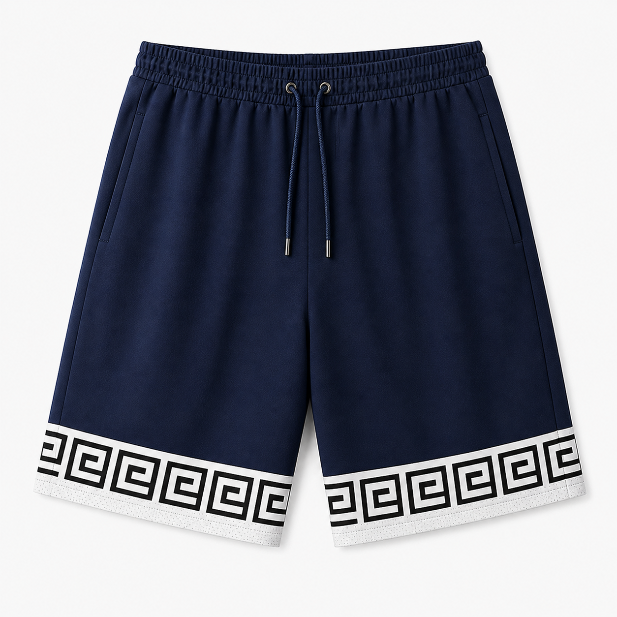 🔥CLEARANCE SALE🔥 Men's Greek Key Hem Athletic Shorts - Navy