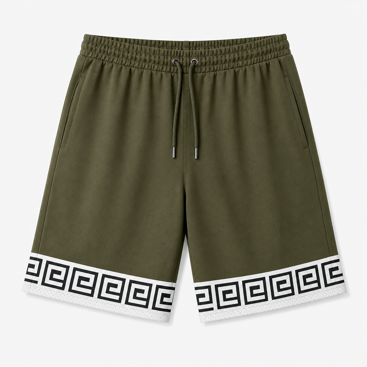 🔥CLEARANCE SALE🔥 Men's Greek Key Hem Athletic Shorts - Olive